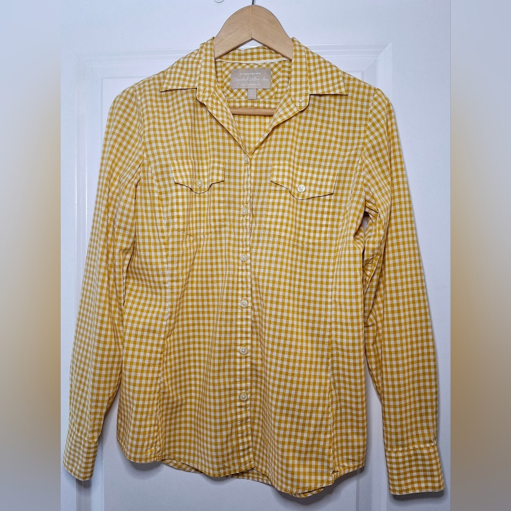Banana Republic Super Soft Gingham Button-Up Shirt (XSP)